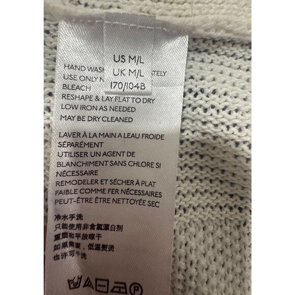 anthropologie  Ivory Knit Poncho Top Oversized V Neck Ruffle Hem Summer Layering - Picture 6 of 7